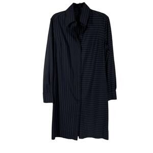 Norma Kamali Shirt Dress Black White Pinstripe Dress Size 12